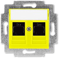 Розетка компьютерная без рамки ABB EPJ Levit 2-м. RJ45+RJ45 5e желтый картинка